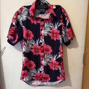 Floral Men's Shirt - Pink and Blue